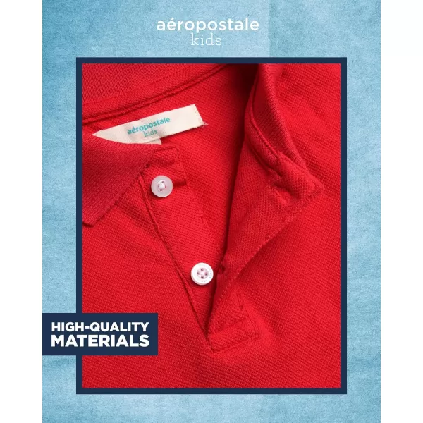 AEROPOSTALE Boys Polo Shirt  Classic Fit Short Sleeve Pique Polo  Comfort Stretch Golf Shirt for Boys 416Red