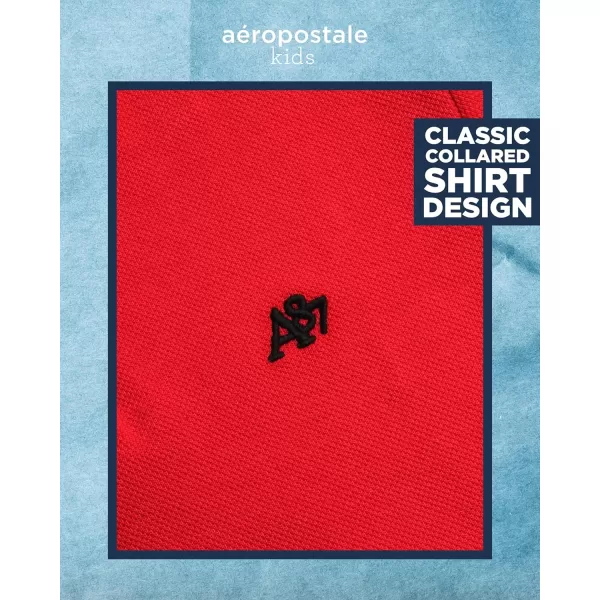 AEROPOSTALE Boys Polo Shirt  Classic Fit Short Sleeve Pique Polo  Comfort Stretch Golf Shirt for Boys 416Red