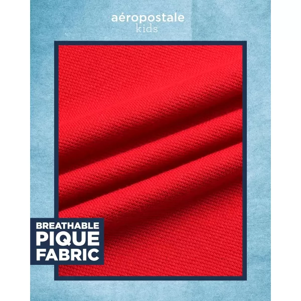 AEROPOSTALE Boys Polo Shirt  Classic Fit Short Sleeve Pique Polo  Comfort Stretch Golf Shirt for Boys 416Red
