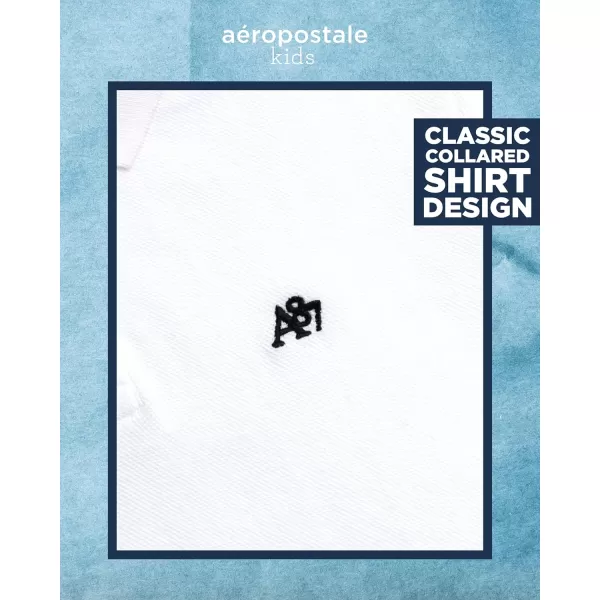AEROPOSTALE Boys Polo Shirt  Classic Fit Short Sleeve Pique Polo  Comfort Stretch Golf Shirt for Boys 416White