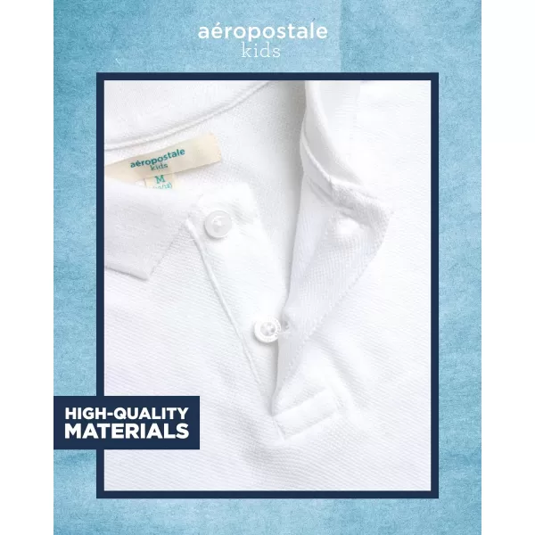 AEROPOSTALE Boys Polo Shirt  Classic Fit Short Sleeve Pique Polo  Comfort Stretch Golf Shirt for Boys 416White
