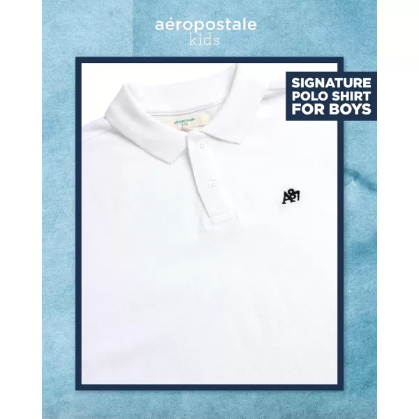 AEROPOSTALE Boys Polo Shirt  Classic Fit Short Sleeve Pique Polo  Comfort Stretch Golf Shirt for Boys 416White