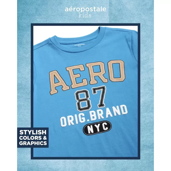 AEROPOSTALE Boys Shorts Set  2 Piece Short Sleeve Graphic Tee and Pull On Cargo Shorts  Trendy Boys Clothing Sets 416BlueCoffee