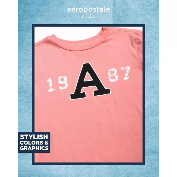 AEROPOSTALE Boys Shorts Set  2 Piece Short Sleeve Graphic Tee and Pull On Cargo Shorts  Trendy Boys Clothing Sets 416Shell PinkGrey