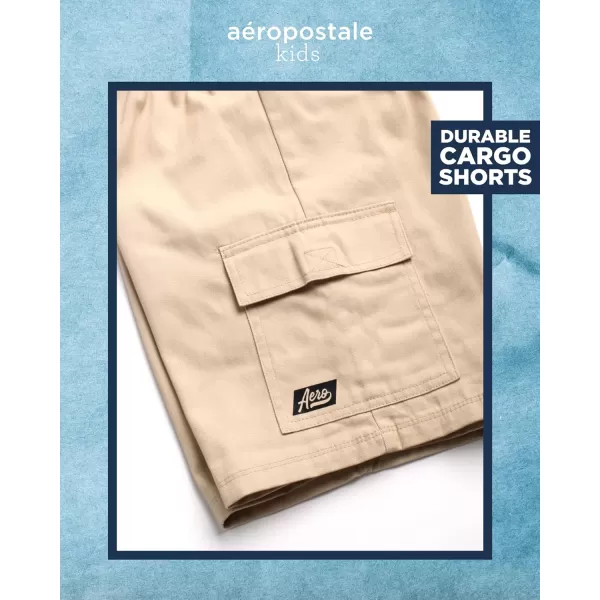 AEROPOSTALE Boys Shorts Set  2 Piece Short Sleeve Graphic Tee and Pull On Cargo Shorts  Trendy Boys Clothing Sets 416WhiteCream