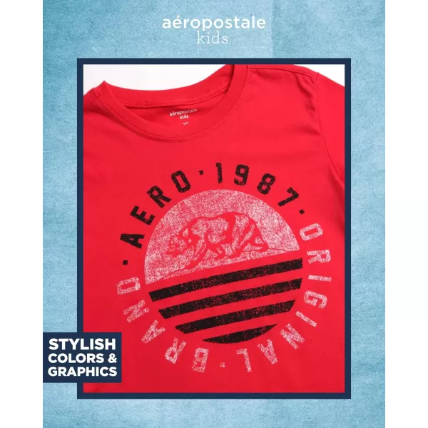 AEROPOSTALE Boys Shorts Set  3 Piece Short Sleeve TShirt and Fleece Sweat Shorts  Summer Outfit for Boys 412GreyBlackRed