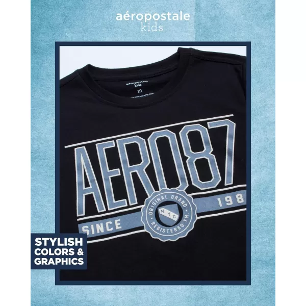 AEROPOSTALE Boys Shorts Set  3 Piece Short Sleeve TShirt and Fleece Sweat Shorts  Summer Outfit for Boys 412WhiteBlackHeather Grey