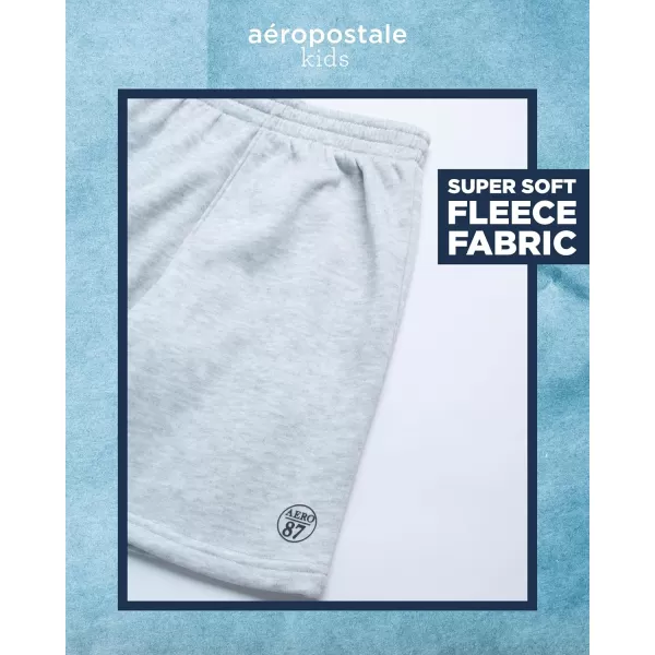 AEROPOSTALE Boys Shorts Set  3 Piece Short Sleeve TShirt and Fleece Sweat Shorts  Summer Outfit for Boys 412WhiteBlackHeather Grey