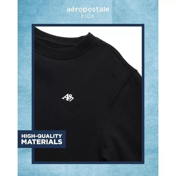 AEROPOSTALE Boys Sweatshirt  Kids Fleece Long Sleeve Crewneck Pullover  Youth Pullover Sweatshirt for Boys 816Black