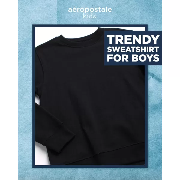 AEROPOSTALE Boys Sweatshirt  Kids Fleece Long Sleeve Crewneck Pullover  Youth Pullover Sweatshirt for Boys 816Black