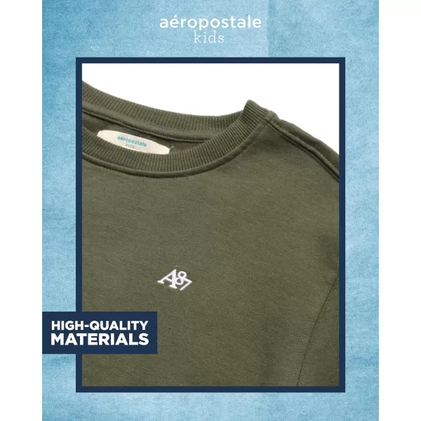 AEROPOSTALE Boys Sweatshirt  Kids Fleece Long Sleeve Crewneck Pullover  Youth Pullover Sweatshirt for Boys 816Olive