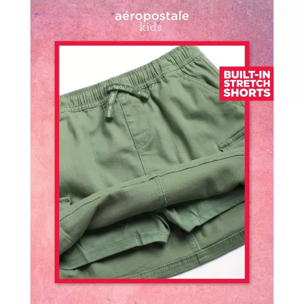 AEROPOSTALE Girls Skort Set  2 Piece Jersey Graphic Tee and Twill Cargo Scooter Skorts  Summer Outfit for Girls 716Green Coral