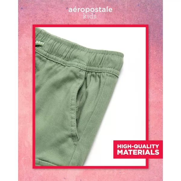 AEROPOSTALE Girls Skort Set  2 Piece Jersey Graphic Tee and Twill Cargo Scooter Skorts  Summer Outfit for Girls 716Green Coral