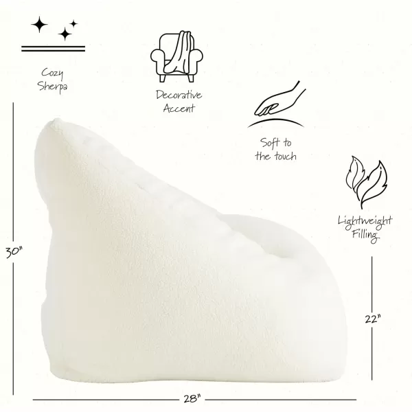 Aeropostale Cozy Sherpa Bean Bag Sofa Chair for Kids Teens and Adults Ivory