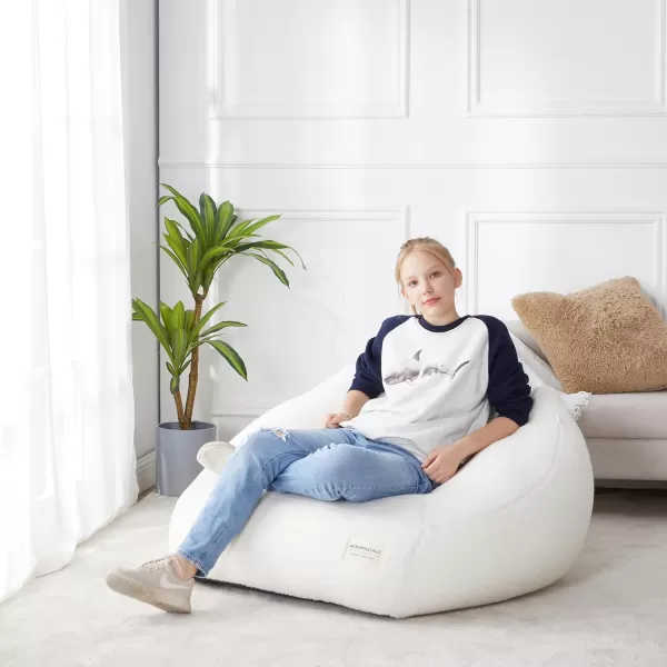 Aeropostale Cozy Sherpa Bean Bag Sofa Chair for Kids Teens and Adults Ivory
