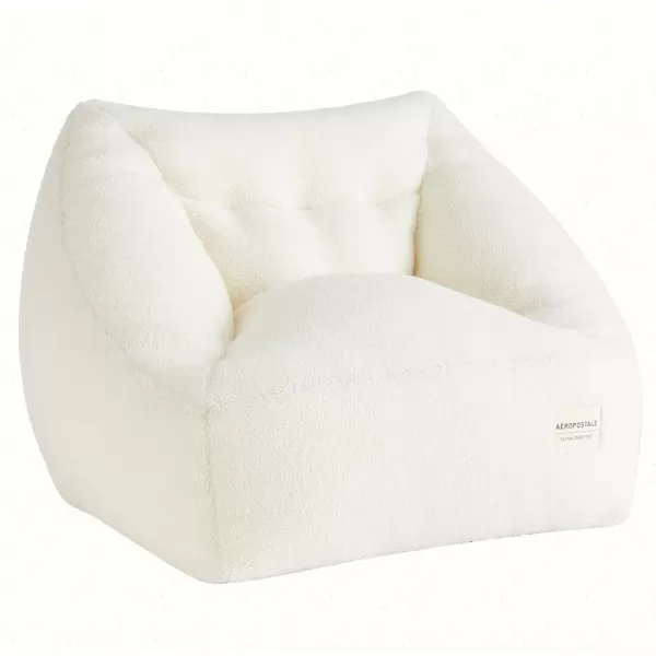 Aeropostale Cozy Sherpa Bean Bag Sofa Chair for Kids Teens and Adults Ivory