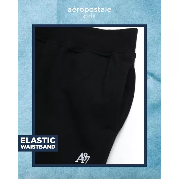 AEROPOSTALE Boys Sweatsuit Set  2 Piece Fleece Hoodie Sweatshirt and Jogger Sweatpants  Matching Pants Set for Boys 412Black
