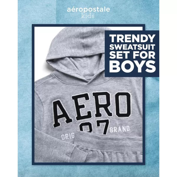 AEROPOSTALE Boys Sweatsuit Set  2 Piece Fleece Hoodie Sweatshirt and Jogger Sweatpants  Matching Pants Set for Boys 412Grey