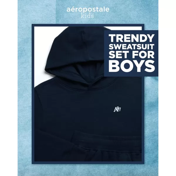AEROPOSTALE Boys Sweatsuit Set  2 Piece Fleece Hoodie Sweatshirt and Jogger Sweatpants  Matching Pants Set for Boys 412Navy