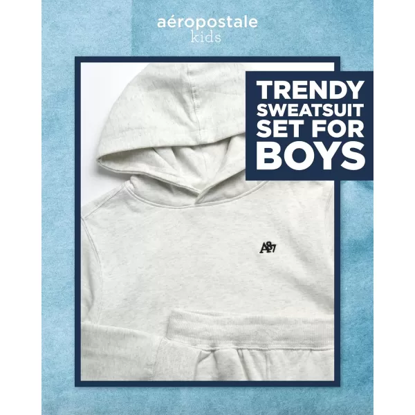 AEROPOSTALE Boys Sweatsuit Set  2 Piece Fleece Hoodie Sweatshirt and Jogger Sweatpants  Matching Pants Set for Boys 412Oatmeal