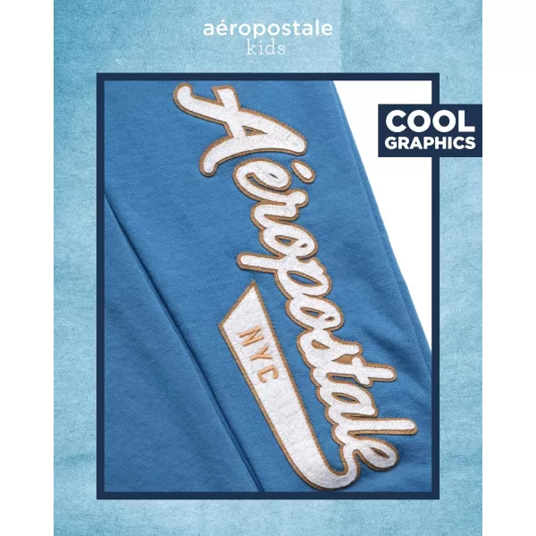 AEROPOSTALE Boys Sweatsuit Set  2 Piece Fleece Hoodie Sweatshirt and Jogger Sweatpants  Matching Pants Set for Boys 412Parisian Blue