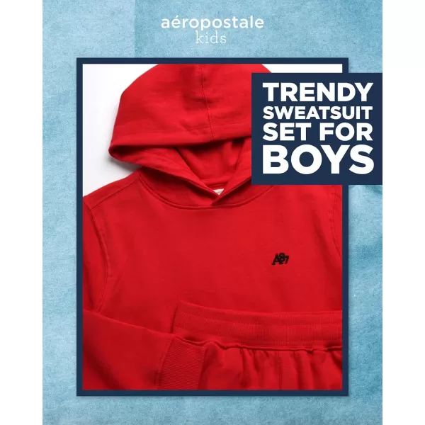 AEROPOSTALE Boys Sweatsuit Set  2 Piece Fleece Hoodie Sweatshirt and Jogger Sweatpants  Matching Pants Set for Boys 412Red