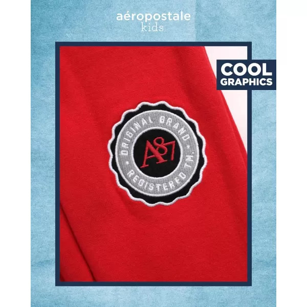 AEROPOSTALE Boys Sweatsuit Set  2 Piece Fleece Hoodie Sweatshirt and Jogger Sweatpants  Matching Pants Set for Boys 412Red