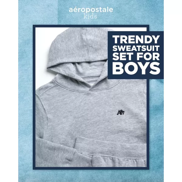 AEROPOSTALE Boys Sweatsuit Set  2 Piece Fleece Hoodie Sweatshirt and Jogger Sweatpants  Matching Pants Set for Boys 412Slate Grey