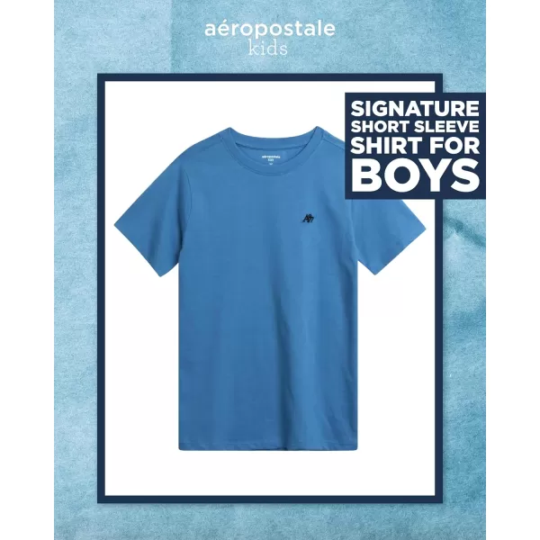 AEROPOSTALE Boys TShirt  Kids Basic Cotton Short Sleeve Shirt  Classic Crewneck Graphic Tee for Boys 416Blue