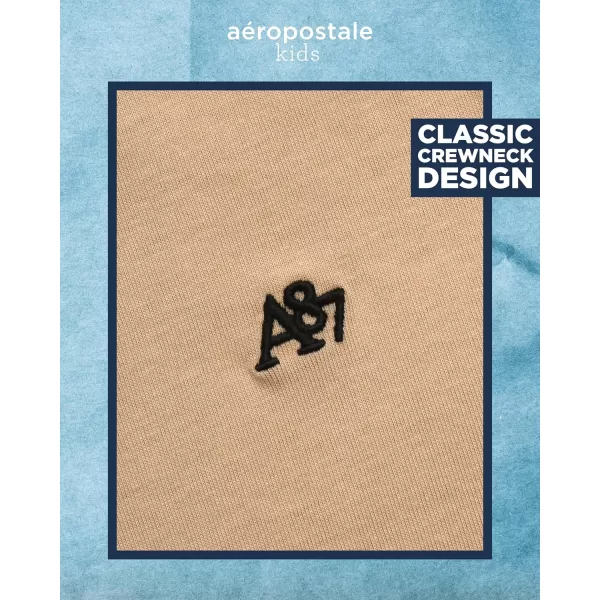 AEROPOSTALE Boys TShirt  Kids Basic Cotton Short Sleeve Shirt  Classic Crewneck Graphic Tee for Boys 416Cream