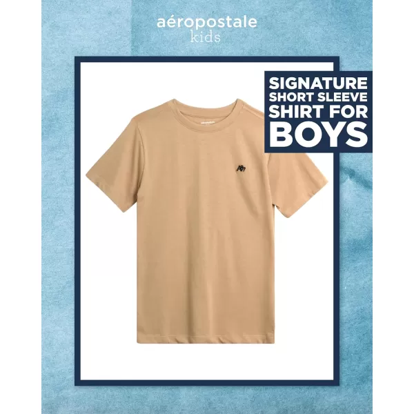 AEROPOSTALE Boys TShirt  Kids Basic Cotton Short Sleeve Shirt  Classic Crewneck Graphic Tee for Boys 416Cream