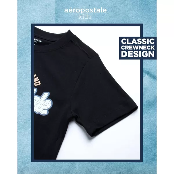 AEROPOSTALE Boys TShirt  Kids Cotton Short Sleeve Shirt  Classic Crewneck Graphic Tee for Boys 416Black
