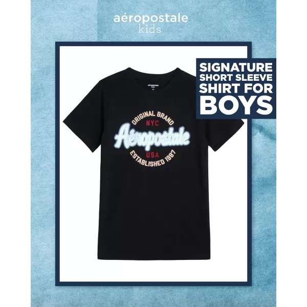 AEROPOSTALE Boys TShirt  Kids Cotton Short Sleeve Shirt  Classic Crewneck Graphic Tee for Boys 416Black