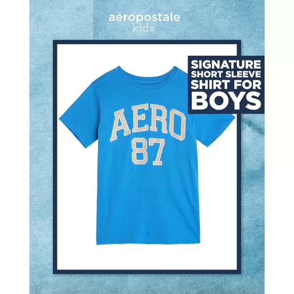 AEROPOSTALE Boys TShirt  Kids Cotton Short Sleeve Shirt  Classic Crewneck Graphic Tee for Boys 416Blue