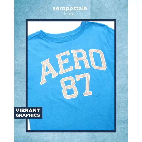 AEROPOSTALE Boys TShirt  Kids Cotton Short Sleeve Shirt  Classic Crewneck Graphic Tee for Boys 416Blue