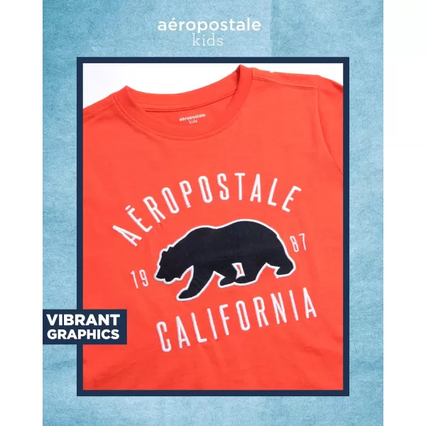 AEROPOSTALE Boys TShirt  Kids Cotton Short Sleeve Shirt  Classic Crewneck Graphic Tee for Boys 416Ember Red