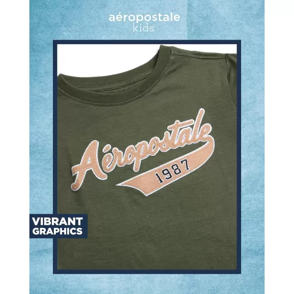 AEROPOSTALE Boys TShirt  Kids Cotton Short Sleeve Shirt  Classic Crewneck Graphic Tee for Boys 416Olive
