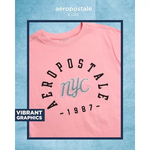 AEROPOSTALE Boys TShirt  Kids Cotton Short Sleeve Shirt  Classic Crewneck Graphic Tee for Boys 416Shell Pink