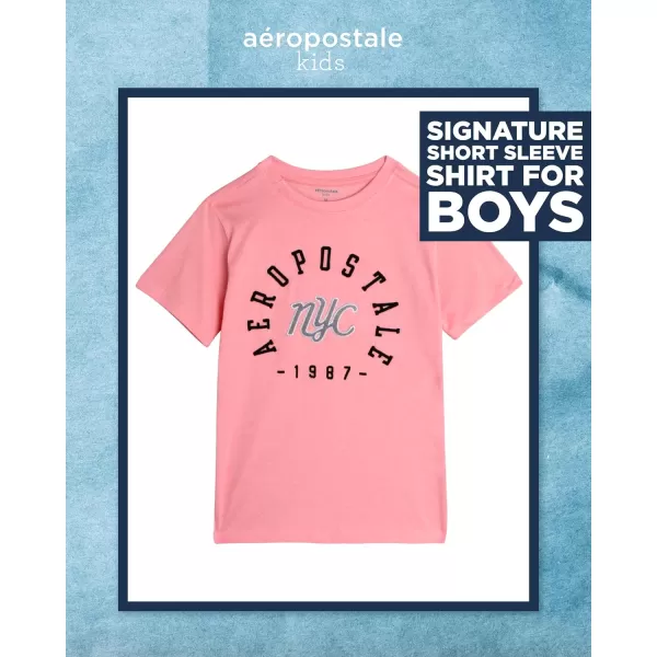 AEROPOSTALE Boys TShirt  Kids Cotton Short Sleeve Shirt  Classic Crewneck Graphic Tee for Boys 416Shell Pink