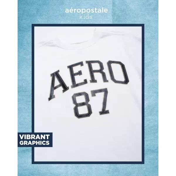 AEROPOSTALE Boys TShirt  Kids Cotton Short Sleeve Shirt  Classic Crewneck Graphic Tee for Boys 416White