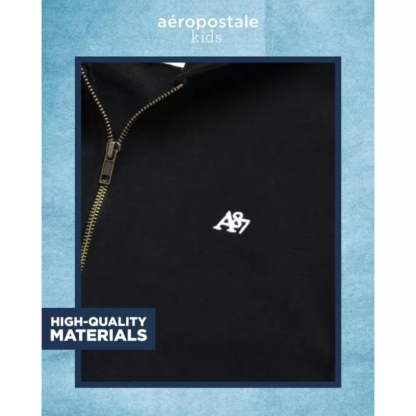 AEROPOSTALE Boys Zip Up Hoodie Sweatshirt  Casual Kids Fleece Hooded Sweatshirt for Boys 412Black