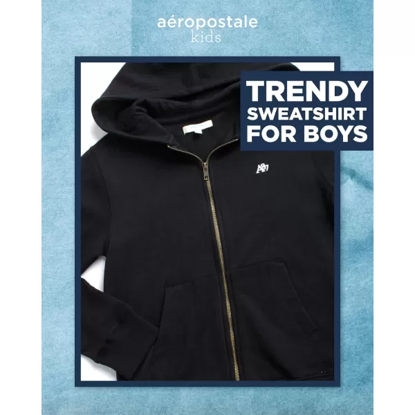 AEROPOSTALE Boys Zip Up Hoodie Sweatshirt  Casual Kids Fleece Hooded Sweatshirt for Boys 412Black