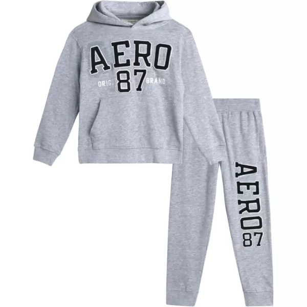 AEROPOSTALE Boys Sweatsuit Set  2 Piece Fleece Hoodie Sweatshirt and Jogger Sweatpants  Matching Pants Set for Boys 412Grey