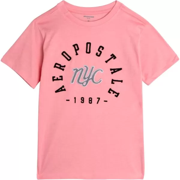 AEROPOSTALE Boys TShirt  Kids Cotton Short Sleeve Shirt  Classic Crewneck Graphic Tee for Boys 416Shell Pink