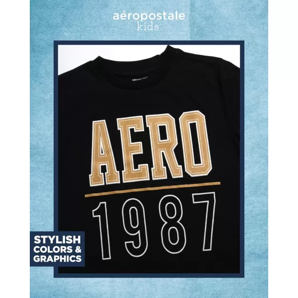 AEROPOSTALE Boys Active Shorts Set  2 Piece Short Sleeve TShirt and Mesh Gym Shorts  Activewear Outfit for Boys 412Black Coffee