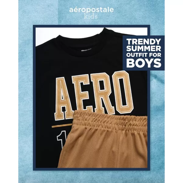 AEROPOSTALE Boys Active Shorts Set  2 Piece Short Sleeve TShirt and Mesh Gym Shorts  Activewear Outfit for Boys 412Black Coffee