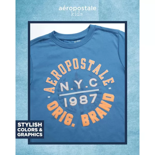 AEROPOSTALE Boys Active Shorts Set  2 Piece Short Sleeve TShirt and Mesh Gym Shorts  Activewear Outfit for Boys 412Blue Grey