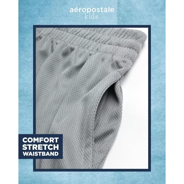 AEROPOSTALE Boys Active Shorts Set  2 Piece Short Sleeve TShirt and Mesh Gym Shorts  Activewear Outfit for Boys 412Blue Grey