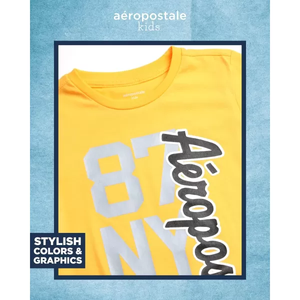 AEROPOSTALE Boys Active Shorts Set  2 Piece Short Sleeve TShirt and Mesh Gym Shorts  Activewear Outfit for Boys 412GoldGrey