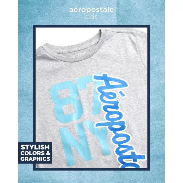 AEROPOSTALE Boys Active Shorts Set  2 Piece Short Sleeve TShirt and Mesh Gym Shorts  Activewear Outfit for Boys 412GreyBlue